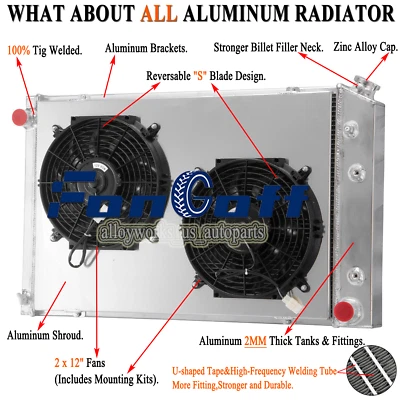 Fit 73-87 Chevy C10 C20 C30/K10 K20 K30 GMC K2500 7.4L 4 Row Radiator Shroud Fan - Image 1 of 4