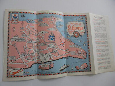 C.1950s Pictorial Cartoon Map Of St George Bermuda By Ken Giles Vintage Original • 28.19$