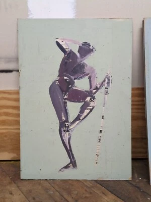 Figura abstracta vintage John Huszer años 60 estudio arte moderno hombre desnudo mcm RISD Foto 1 de 4