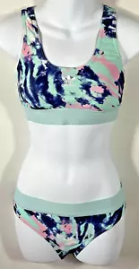 Adidas tye dye 2 pc bathing suit aqua pink blue Women's S tie dye bikini - Picture 1 of 8