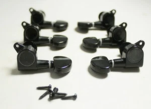 SET OF BLACK DIECAST GUITAR MACHINEHEADS - TUNERS - Picture 1 of 5