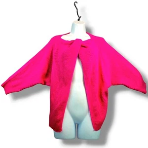 Cynthia Rowley TJX Wrap Tie Knit Open Cardigan Sweater Sz M Hot Pink Mean Girls - Picture 1 of 11