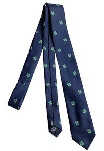 Nautica 100% Silk Neck Tie Mens 60x9.5” Navy Blue  /Green Shamrock Made In Italy - Picture 1 of 6