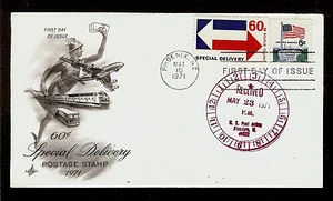FIRST DAY COVER #E23 Special Delivery 60c + Purple Dial Rec'd ARTCRAFT FDC 1971 - Picture 1 of 2