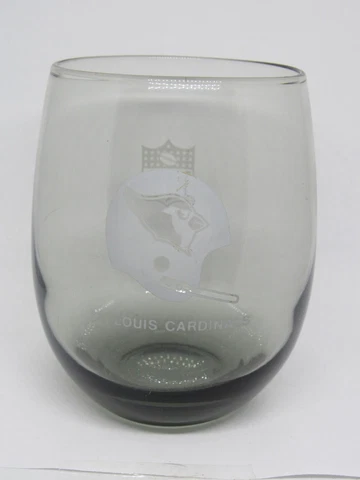 Vintage 70's NFL ST. Louis Cardinals Smoked Glass Whiskey Glass Just Over 4” Cover