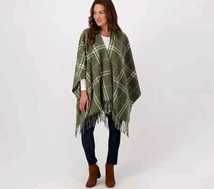 Belle by Kim Gravel Hello Fall Plaid Ruana A520302 Womens New - Picture 1 of 5
