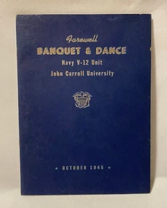 Vintage 1945 Navy V-12 Unit Farewell Banquet & Dance Menu & Program Of Speakers - Picture 1 of 14