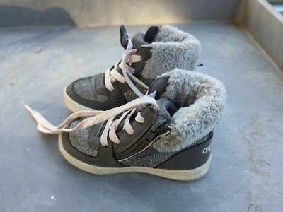 OshKosh B'Gosh Toddler Farrah Ankle Boot High Top Size 9 Gold Metallic Gray - Image 1 of 4