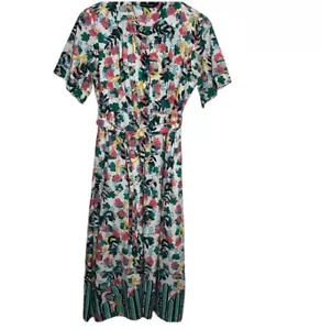 Emily Lovelock Amelia Floral Cactus Organic Button Shirt Dress Women Size 8 - Picture 1 of 8
