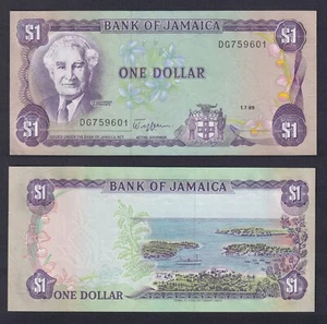 Banconota Jamaica 1 dollar 1989 P.-68Ac FDS-/UNC- - Imagen 1 de 1