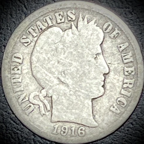 1916 Barber Dime Silver 10C Cover