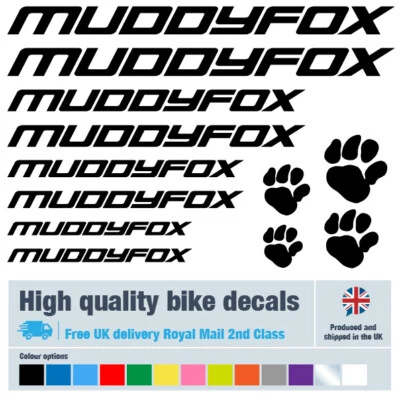 Muddyfox bike decals labels with free bike protection (27 pack) - 14 colours - Image 1 of 4