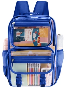 Clear Backpack School Backpacks Heavy Duty Large Transparent Backpacks for Stadi - Picture 1 of 12