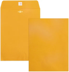 20 Pack Clasp Envelopes 9 X 12, 100 GSM Heavy Paper, Large Yellow Manilla Envel - Picture 1 of 12