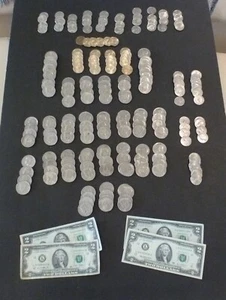 Huge Lot Mixed Un￼Searched Dollar Coins 50c 25c- $2 bills(222) in Total - Picture 1 of 6