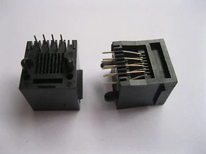 50 pcs RJ45 Modular Network PCB Jack Connector 5222 8P8C Top Entry with Flange - Picture 1 of 3