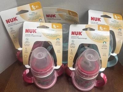 5 X NUK Learner Cups 6+ Months 5 Oz. Three Pink, 2 Blue, New - Image 1 of 4
