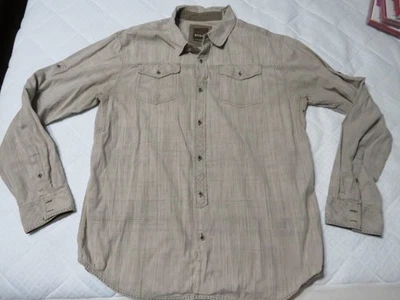 Prana Button Down Shirt Men's XL Brown Long Sleeve Western Look Front Pockets - Image 1 of 4