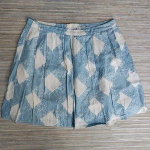 Falda Boden Azul Blanco Cuadrados Lirio 100% Lino Talla 14 L Acampanada Forrada Verano - Imagen 1 de 15