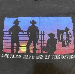 Vintage Wrangler T Shirt Mens 2XL Black Hard Day Office Double Sided Tee USA - Picture 1 of 7