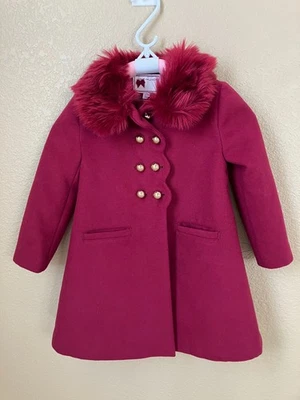 Abrigo Janie and Jack Elegante Niña Pequeña Talla 3-4 Doble Pecho Botones Rojo Foto 1 de 4