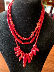 Piper K natürliche Koralle 3 Stränge 17" Halskette Neu mit Etikett - Bild 1 von 6