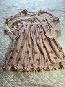 Hanna Andersson Girls Lion Fit & Flare Dress Light Pink Long Sleeve Ruffle 6-7 - Picture 1 of 9
