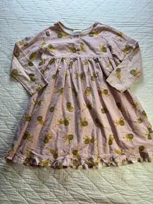 Vestido Hanna Andersson Meninas Lion Fit & Flare Rosa Claro Manga Longa Babado 6-7 - Imagem 1 de 4
