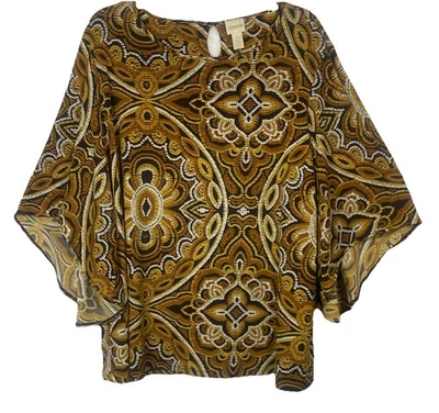 Blusa pulóver Chico para mujer talla 3 = 16 marrón/negro estampado audaz manga campana Foto 1 de 4