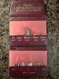 Antique Victorian Needle Case LION BRAND Folder Book Rare MANY Needles! - Picture 1 of 3