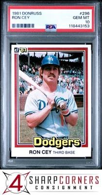 1981 DONRUSS #296 RON CEY DODGERS PSA 10 - Image 1 of 3