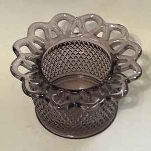 Vintage 1930s Imperial Glass Purple Amethyst Diamond Point Open Lace Edge Dish - Picture 1 of 7
