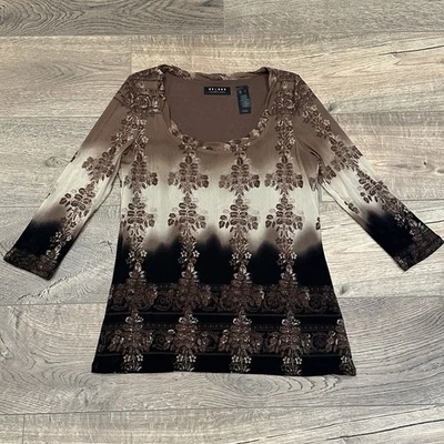 复古 Y2K 90 年代 Axcess 女式衬衫小号棕色 Earthy Fairy Grunge Sheer Goblincore — 第 1/4 张图片