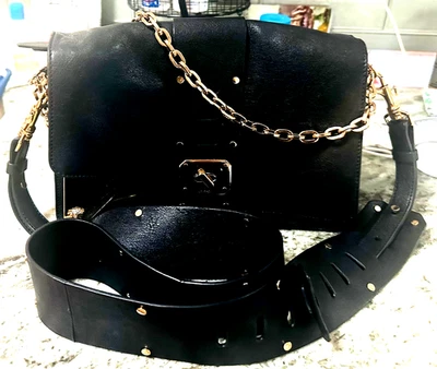 Gianni Versace Soft Leather Calf Skin Crossbody Bag with additional Gold Handle - Image 1 of 4