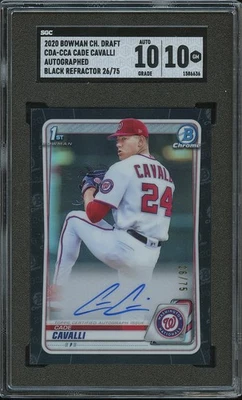 Cade Cavalli 2020 Bowman Chrome 1st Black Auto Autograph 26/75 SGC 10 10 - Image 1 of 2