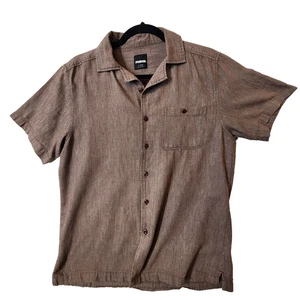 RSQ Collective Hemd Herren S Kurzarm Button Down Braun & Weiß Webstoff - Bild 1 von 7