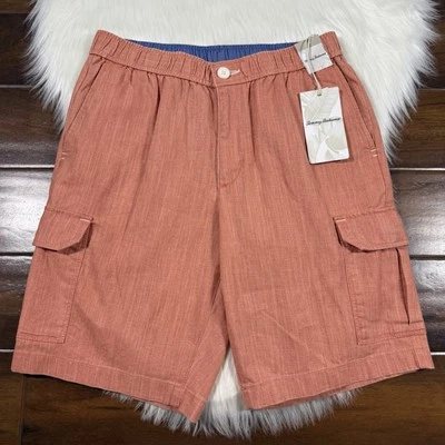 Pantalones Cortos Tommy Bahama Para Hombre Talla Pequeña Lino The Dream Cargo 9” Naranja Cañón Foto 1 de 4