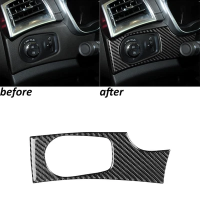 Panel de interruptor de faros interiores de fibra de carbono real para Cadillac SRX 2010-16 Foto 1 de 4