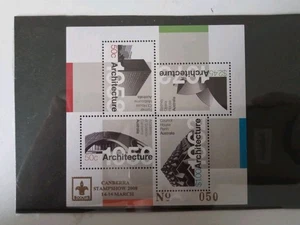 2007 LANDMARKS-AUST'N MODERN ARCHITECTURE M/S OPT'D CANBERRA STAMPSHOW 2008, MNH - Picture 1 of 4