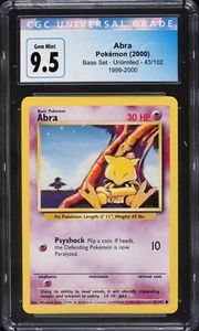 1999-2000 Pokemon Base Set Abra #43 CGC 9.5 GEM MINT UNLIMITED - Bild 1 von 2