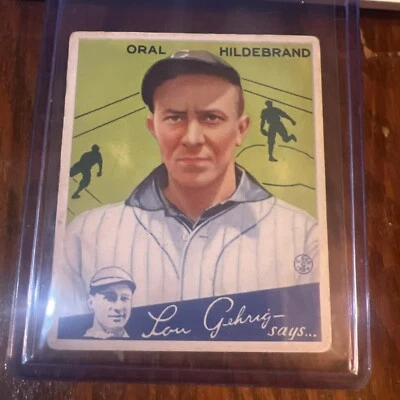 Goma de mascar Oral Hildebrand 1934 Goudey Big League novato RC #38 gama en muy buena condición Foto 1 de 4