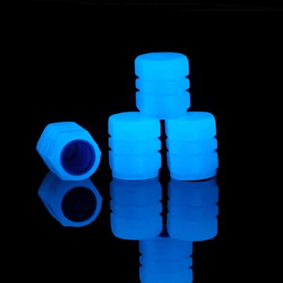 4Pcs Blue Luminous Tire Valve Cap Car SUV Wheel Dust Cover Glow In The Dark - Image 1 of 4