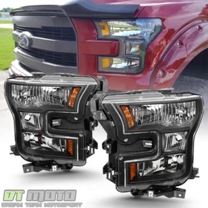 2015 2016 2017 Ford F150 Pickup Truck Black Headlights Headlamps Set Left+Right - Picture 1 of 7