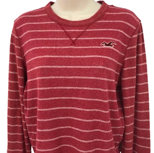 Hollister Womens Thermal Top Size S Red White Striped Long Sleeve - Picture 1 of 10