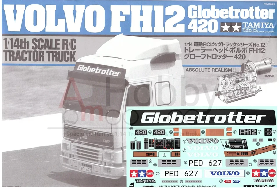 1/14 Tamiya Volvo FH12 Globetrotter 420 56312- Decals & Instructions 9495346 - Image 1 of 4