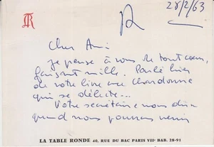 Michel DÉON, écrivain. Lettre à Jean GALTIER-BOISSIÈRE (1963) - Picture 1 of 2