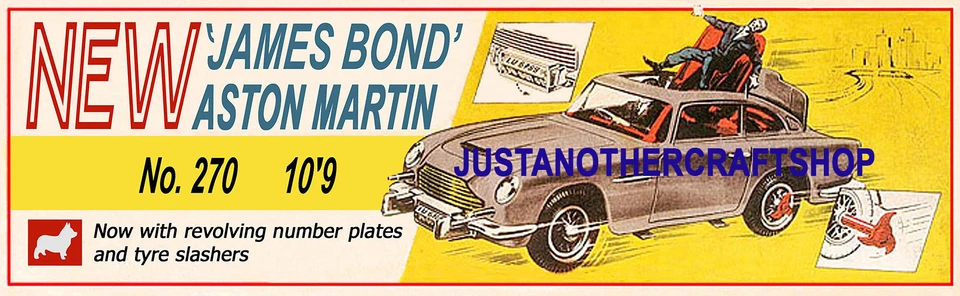 Corgi Giocattoli 270 James Bond Aston Martin DB5 Large Poster Annuncio Shop Sign - Immagine 1 di 1