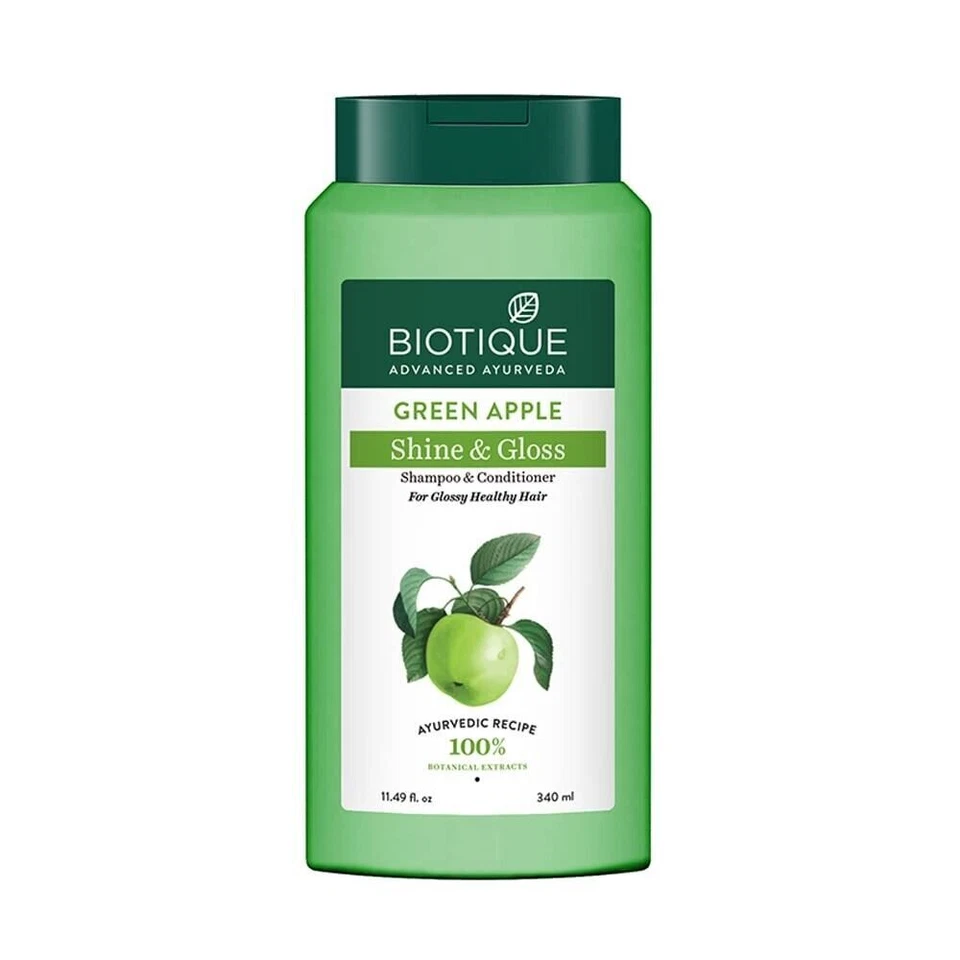 Biotique Green Apple Shine & Gloss Shampoo & Conditioner For Healthy Hair 340 ml Foto 1 de 4