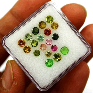 VVS 19 Pcs Natural Multi Tourmaline Top Quality 3.6mm-4.5mm Round Cut Gemstones - Picture 1 of 14