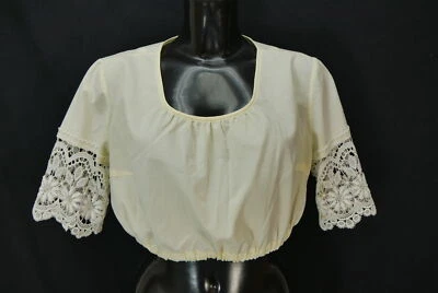 Gr.46 Dirndlbluse creme Bluse für Dirndl Baumwollmischung mit Spitze B10589 - Bild 1 von 4